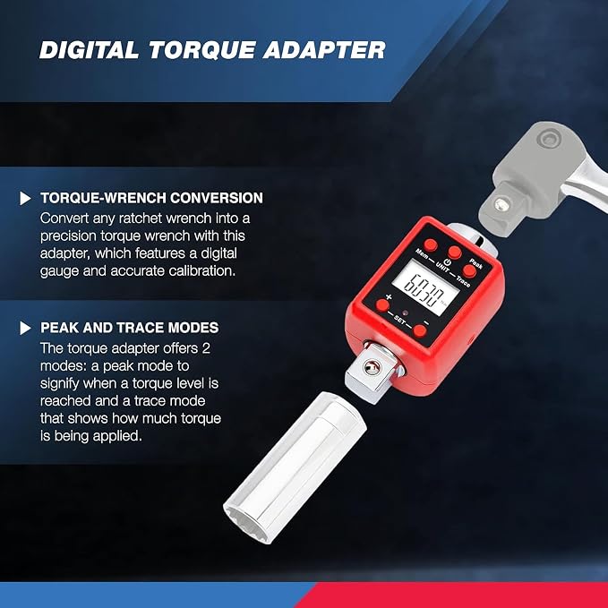 NEIKO 20743A 3/4-Inch Digital Torque Adapter, 150–750 ft-lb Range, Torque Wrench Converter with Audible Alert, Calibrates Digital and Analog Torque Wrenches