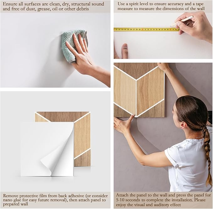 12Pack Acoustic Panels, Self-Adhesive Sound Proof Panels for Walls, Decorative Wood Grain Printing Sound Dampening Panel Sound Absorption Tile for Studio, Office, Home, 12×12×0.4", Light Walnut Grain