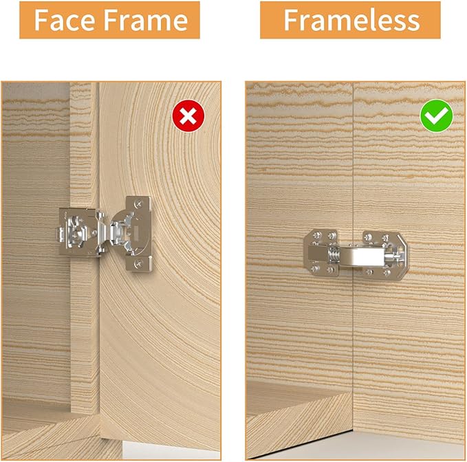 Chibery 20 Pack 90 Degree Soft Close Surface Mount Spring Hinges, Easy Installation No Pre-drilled, Noiseless Frameless Hidden Concealed Kitchen Cabinet Hinge for Cupboard Folded Replacement Hardware