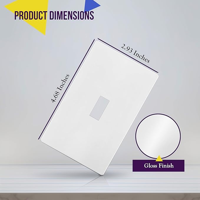 ENERLITES Screwless Toggle Switch Wall Plate, Child Safe Light Switch Cover, Standard 1-Gang 4.68" x 2.93", Unbreakable Polycarbonate Thermoplastic, UL Listed, SI8811-W-10PCS, Glossy White, 10 Pack