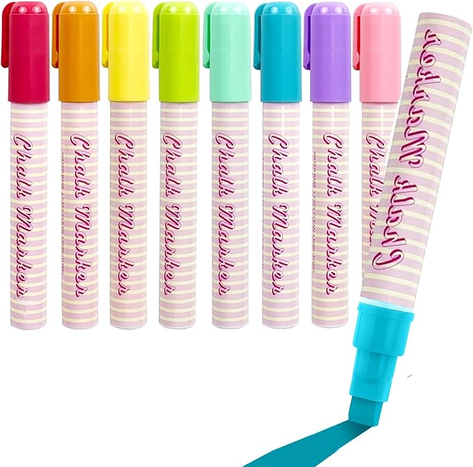 Celepen Window Chalk Markers for Cars Glass Washable, 8 Colors Macaron Jumbo Liquid Chalk Marker Pens with 10mm 3 in 1 Nib Wide Tip, Chalkboard Markers Car Window Paint Pen for Auto, Mirror, Poster