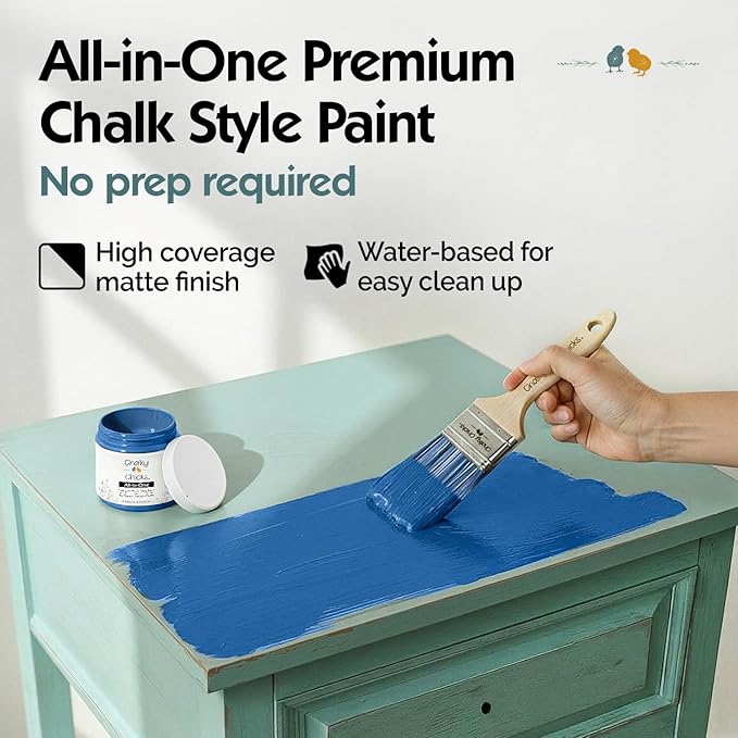 Chalky Chicks 16 Fl Oz Matte Spray Paint Ready - Denim Chalk Paint for Furniture Without Sanding - No Prep Furniture Paint No Sanding All in One for Crafts, Walls, Cabinet, Metal, Dresser, Farmhouse