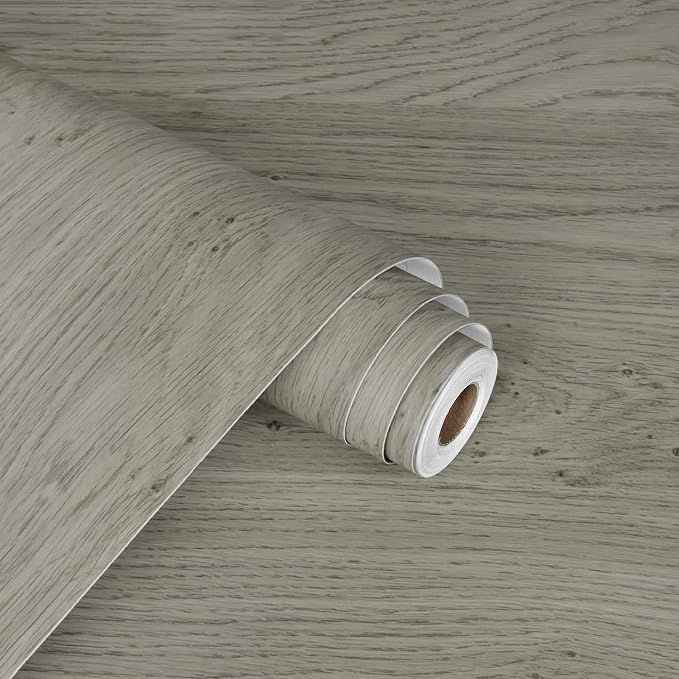 WESTICK Light Brown Wood Look Contact Paper Self Adhesive Wooden Wallpaper Peel and Stick Countertops Wood Grain Contact Paper for Kitchen Cabinet and Drawers Removable Wooden Vinyl Wrap 15.8" x 393"