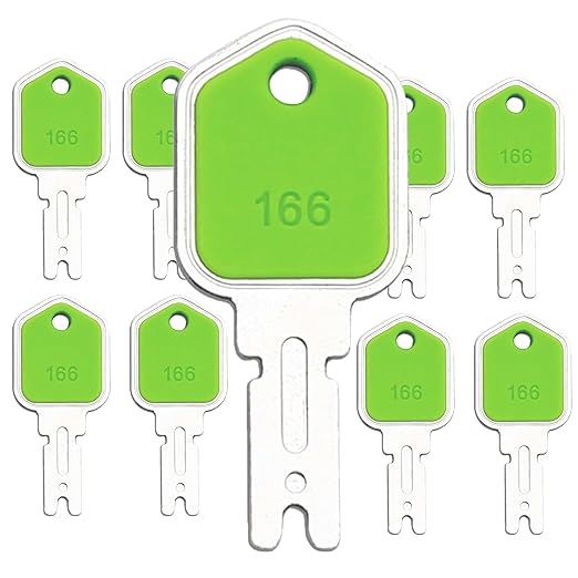 166 Equipment Ignition Key Pack of 9, Hyster Forklift Key Hyster Heavy Equipment Keys Compatible for Yale Komatsu Crown Gehl GraDall