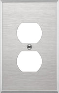 ENERLITES Duplex Receptacle Outlet Metal Wall Plate, Stainless Steel Outlet Cover, Corrosion Resistant, Mid-Size 1-Gang 4.88" x 3.11", UL Listed, 7721M, 430 Stainless Steel, Silver