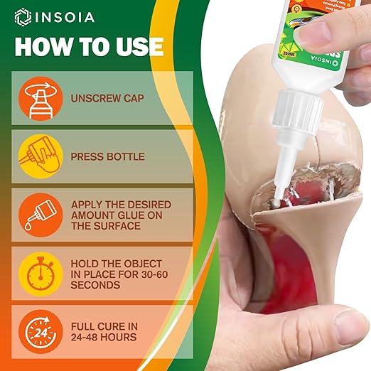 INSOIA Clear Super Glue for Shoe Repair, 20g, Waterproof, Strong, Quick Fix, Bonding Shoe Sole, Boots, Sandals, Sneakers, Leather & Footwear Items