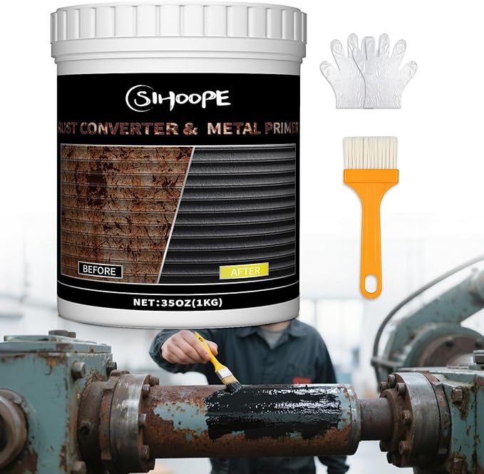 2-in-1 Rust Converter & Metal Primer, 35 Oz Black Rust Inhibitor Paint Primer, Rust Remover for Metal, Long-Lasting Rust Preventative Coating Rust Reformer Heat Resistance Rust Paint Cover