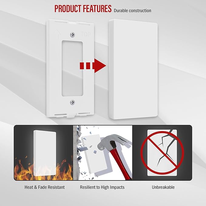 ENERLITES Screwless Blank Wall Plate, Child Safe Blank Device Outlet Cover, Standard Size, 1-Gang 4.68" x 2.93", Polycarbonate Thermoplastic, UL Listed, SI8801-W, Glossy, White