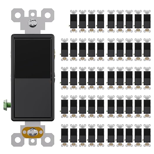 AIDA 50 Pack 4 Way Switch Decorative Light Switch, 15Amp, 120/277 Volt, 4 Way Decorative Light Rocker Switch Replacement, Self-Grounding, Residential and Commercial Grade, UL Listed