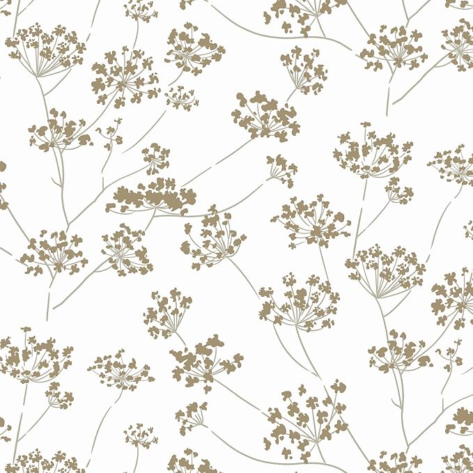 Hopepak Floral Peel and Stick Wallpaper Beige Contact Paper for Bedroom Leaf Removable Self Adhesive Wall Paper for Bathroom Modern Wallpaper for Walls Cabinets Shelf Liner Vinyl 17.3" x 78.7"