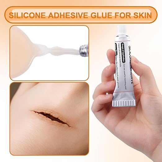 Lounsweer 1 Pcs Silicone Adhesive Glue for Skin Doll Repair Flesh Color Soft Adhesive Rubber Repair Glue for Filling Silicone Baby Doll Cavities Rubber Molds Halloween SFX Makeup