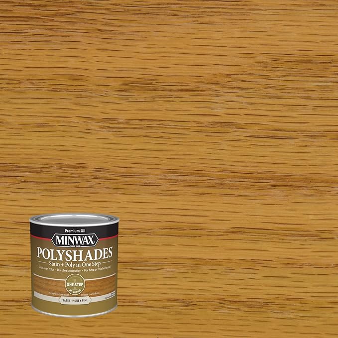 Minwax PolyShades Wood Stain + Polyurethane Finish – ½ Pint, Honey Pine, Satin