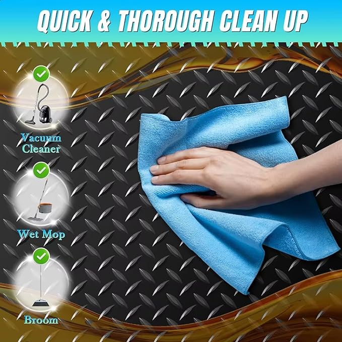 Heavy Duty Diamond-Plate Rubber Flooring Roll 4x8 FT, Multi-Purpose Waterproof Anti-Slip Floor Mat, Easy to Clean Under Equipment, Mats for Garage, Gym, Stable, Basement, Kennel