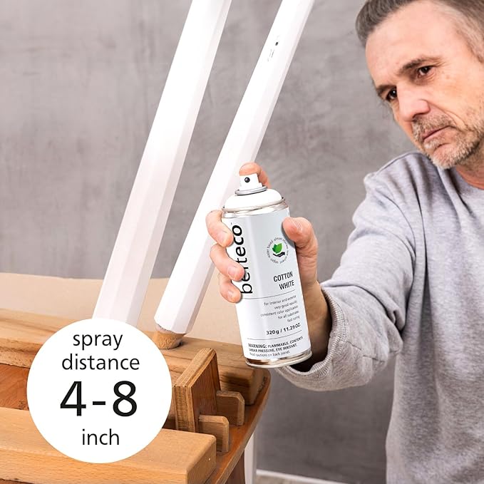 Cotton White Matte Spray Paint - 6 pack | Water based & Odorless | Eco-Friendly & Vegan | Weather & UV-Resistant | For all Substrates | Fast Drying with High Coverage | For Indoor/Outdoor Use