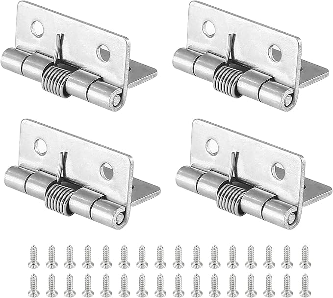 Luomorgo 4 Pcs Spring Loaded Hinges for Cabinets, 1.5 Inch Length Stainless Steel Spring Hinges Self Closing