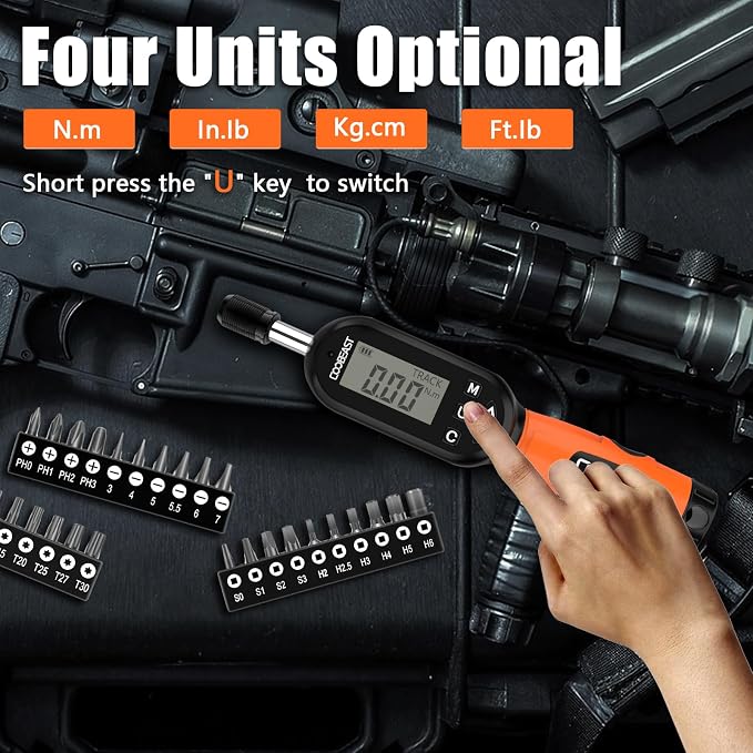 38pcs Digital Torque Screwdriver 1/4" Drive(1.01-106.2in-lbs/0.11-12Nm) | Buzzer&LED Indicator,Torque Wrench Screwdriver Set,Inch Pound Torque Screwdriver,for Gunsmithing,Scope Mounting