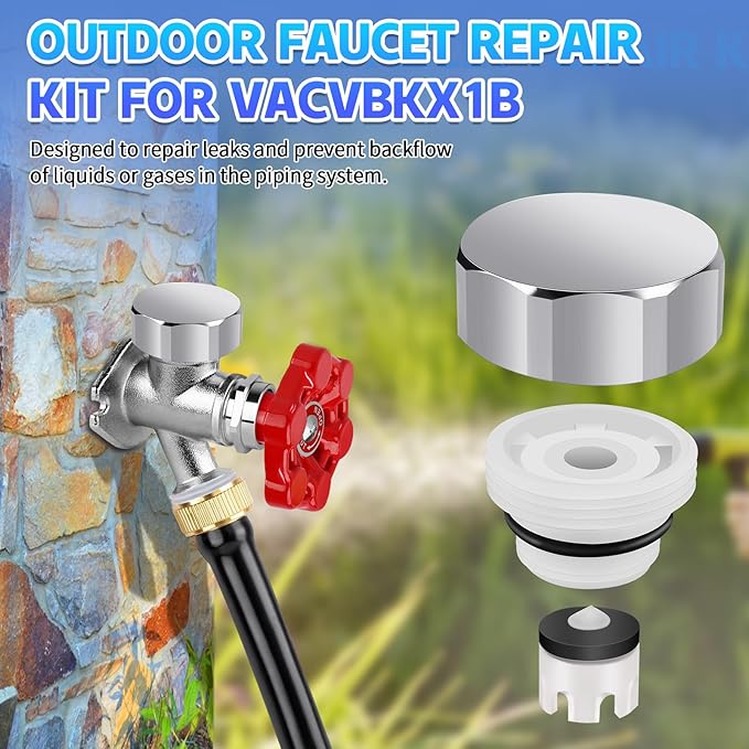 Boltigen 2 Sets Outdoor Faucet Repair Kit, Brass Chromed Vacuum Breaker Outside Faucet Set for VACVBKX1B, ASSE 1019-A Hose Bib Spigot Replacement Kit for Anti-Siphon Frost-Free Sillcock Valves