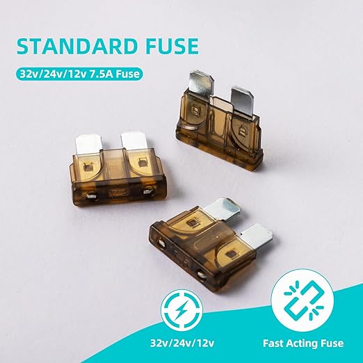 7.5 Amp Fuses Stanbdard Fuse 20Pcs, 7.5A Car Fuse Blade for Automotive, Truck, Boat, Motorcycle, SUV