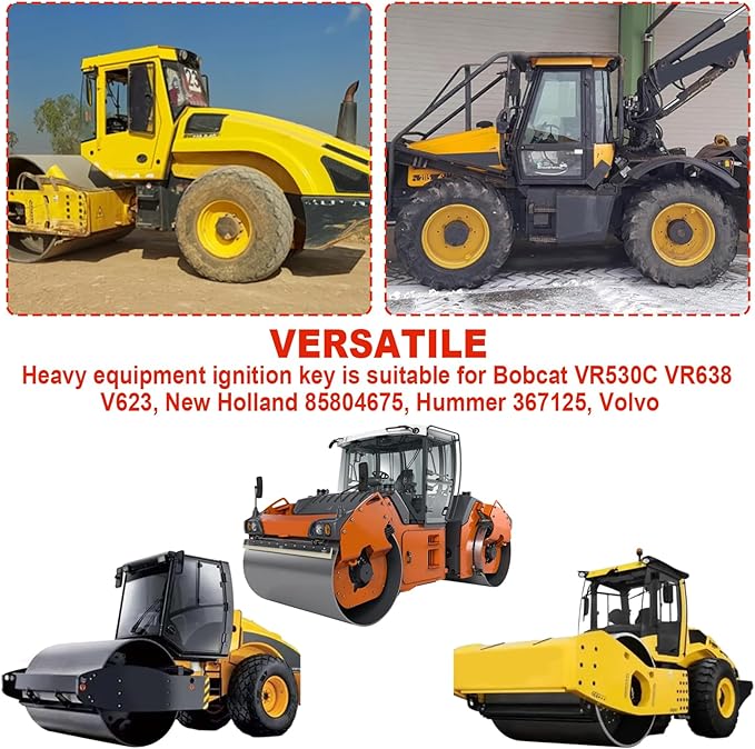 14707 Heavy Equipment Ignition Key, Ignition Keys for Hamm Bomag Volvo Bobcat Caterpillar JCB New Holland Dynapac Terex Skytrak 14707 5755124 8035807 8U-9569 14603(10 packs)