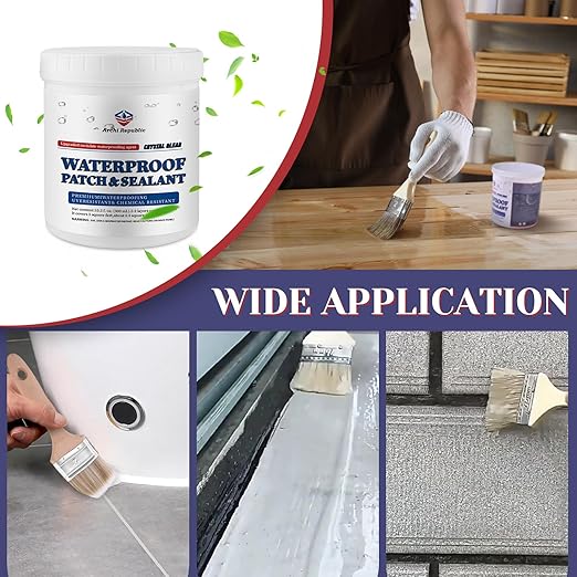 Upgraded Invisible Waterproof Agent Clear as Crystal, Transparent Waterproof Paint for Both Interior and Exterior Use on Rooftops, Bathrooms, and Walls for Leak Prevention and Tight Seal. (70OZ)