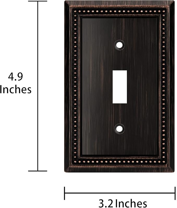 Henne Bery Sunken Pearls Heavy Duty Decorative Wall Plate Switch Plate Outlet Cover (Single Toggle, 3 Pack, Aged Bronze)