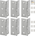 Luomorgo 6 Pack 3 Inch Mini Hinges Butt Hinges, Stainless Steel Cabinet Hinge, Small Folding Door Hinge for Wooden Box, Crafts (Silver)