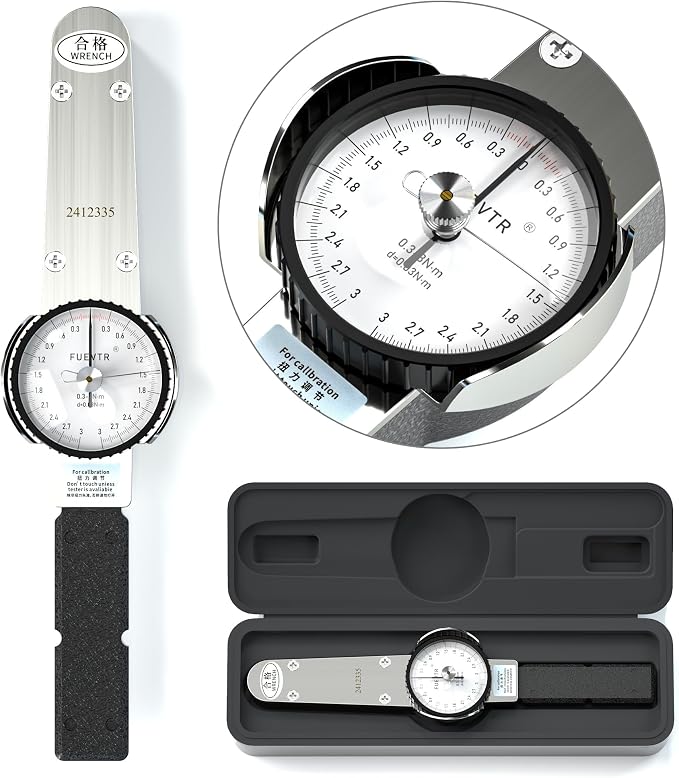 Dial Torque Wrench, 0.3-3 N.m Dial Torque Wrench, 1/4 inch pound Dial Torque Wrench, Precision Torque Meter, Division 0.03 N.m, Accuracy ±3%