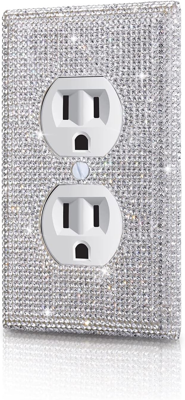 Silver Shiny Rhinestones Wall Plates Light Switch Cover Plate Decorative Wall Plate Single Toggle Outlets Covers Durable Switch Covers