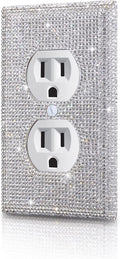 Silver Shiny Rhinestones Wall Plates Light Switch Cover Plate Decorative Wall Plate Single Toggle Outlets Covers Durable Switch Covers