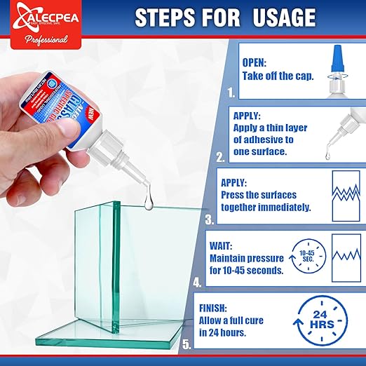 ALECPEA 2Pack 30g Glass Glue - Fast-Curing & Weatherproof Adhesive for Glass Repair, Jewelry, Art, Crystal, Mirror and More - Quick Set in 15 Seconds