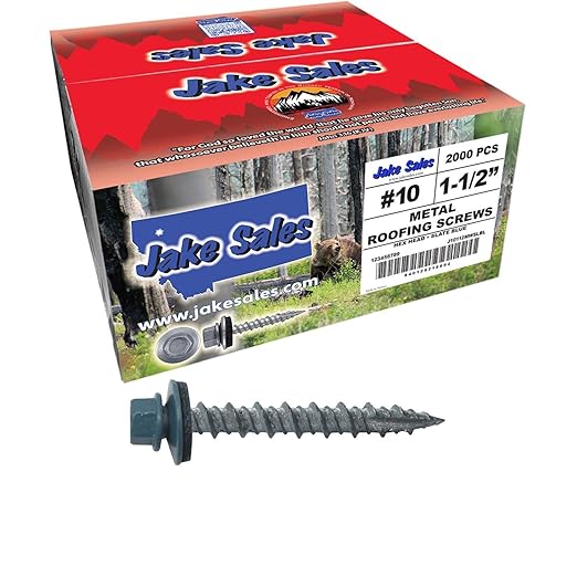 10 x 1-1/2" Slate Blue Metal Roofing Screws - Hex Washer Head- Self-Starting/Tapping - EPDM Washer. 8 X 250 Bags - 2,000 Screws