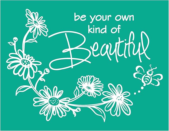 Be Your Own Kind of Beautiful Silk Screen Stencils, Chalk Screen transfers, Reusable self-Adhesive Screen Printing Stencils for Wood, Fabric, Pillows, wall DIY Home Decor