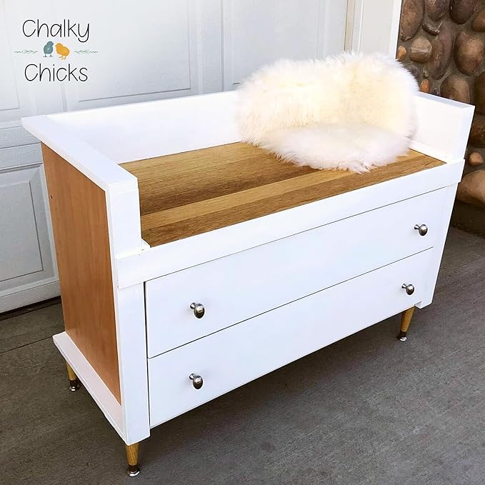 Chalky Chicks 32 Fl Oz Matte CottonTail White Chalk Paint for Furniture Without Sanding - No Prep Furniture Paint No Sanding All in One for Crafts, Wood, Cabinet, Walls, Metal, Dresser, Farmhouse