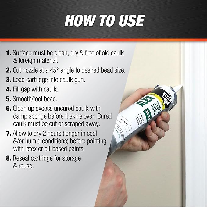 DAP Alex Painter's Acrylic Latex Caulk, White, 10.1 Oz (7079818670)