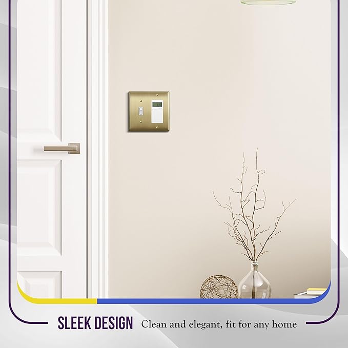ENERLITES Combination Toggle and Decorator Switch Metal Wall Plate, Stainless Steel 201, Corrosion Resistant, Size 2-Gang 4.50" x 4.57", 771131-BB, Brushed Brass, Gold