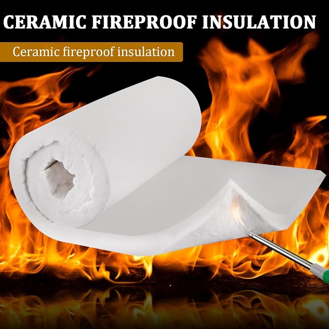 8 Pcs Ceramic Fiber Insulation Blanket 60 x 24 x 1 Inch 2600F | High Density for Oven Insulation Replacement, Heat Resistant to 2603F, For Kilns Stoves Forges Boilers Pizza Ovens