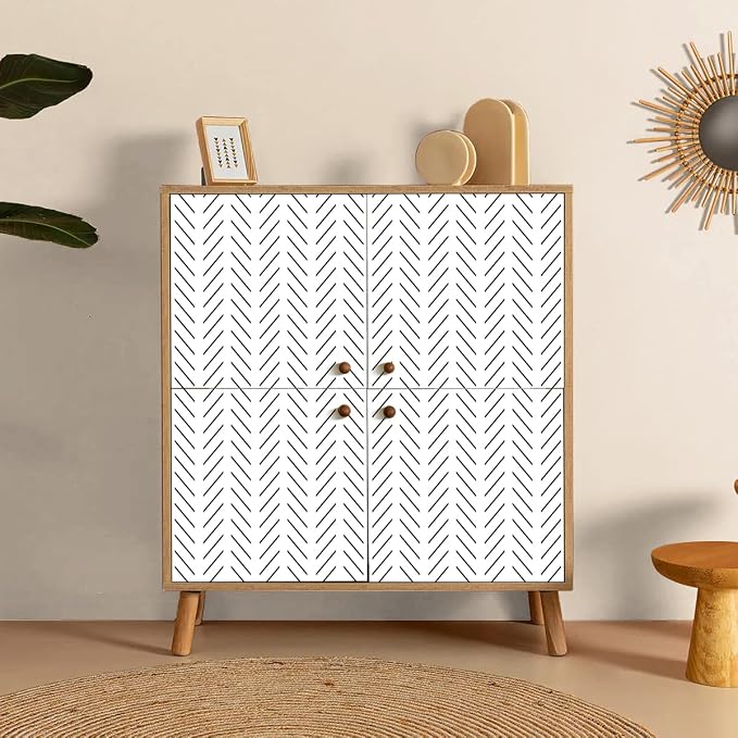 Erfoni Black and White Peel and Stick Wallpaper Herringbone Contact Paper | 17.7inx196.8in Geometric Removable Wallpaper Peel Stick Backsplash Self Adhesive Contact Paper Bathroom Wallpaper Decoration
