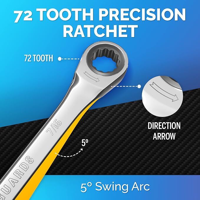 Ratcheting Wrench - Slim Profile - Ratchet Wrench, 7/16" Wrench