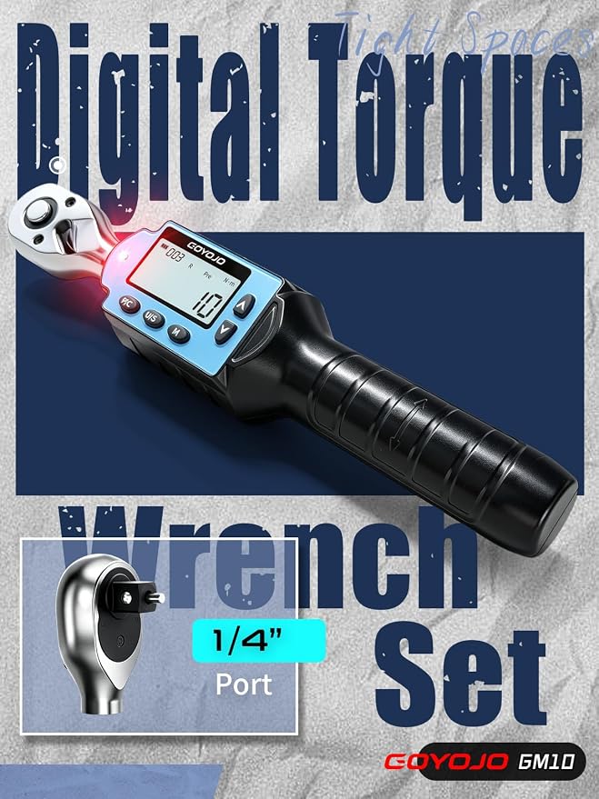 GOYOJO 1/4 In Digital Torque Wrench 0.74-7.37 ft-lb/1-10Nm High-Precision Durable Tool for Bicycles, Motorcycles, Home Appliances, and DIY Projects ±2% High Accuracy