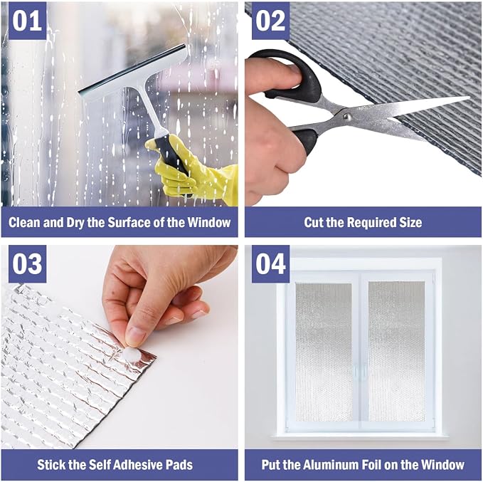 YoleShy Double Reflective Insulation 59 in X 8.25 FT RV Window Insulation for Summer Heat Reflective Window Film for Roof, Car, Garage Doors