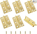 6Pcs 1.5 Inch Butt Hinges, Gold, Classic Style, Brass, Polished