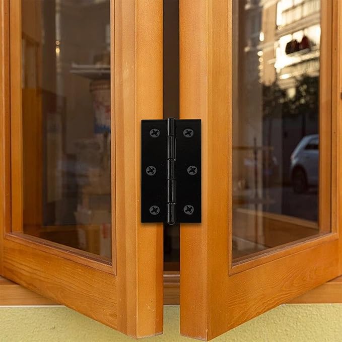 10 Pcs 2.5 Inch Black Door Hinge Cabinet Hinge, Reliable Black Ball Bearing Butt Hinges for Windows, Cabinets, and Outdoor Use, Includes Mounting Screws