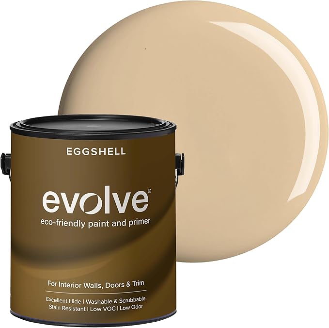 EVOLVE Paint & Primer: Environment-friendly, Low Sheen with One-coat Coverage for Interior & Exterior surfaces (Burlap Brown, 1-Gallon)