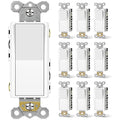 CML 4 Way Decorator Light Switch, 10 Pack Rocker Paddle Wall Switch, 15A 120/277V, Self-Grounding, On/Off Interrupter, ETL Listed, White