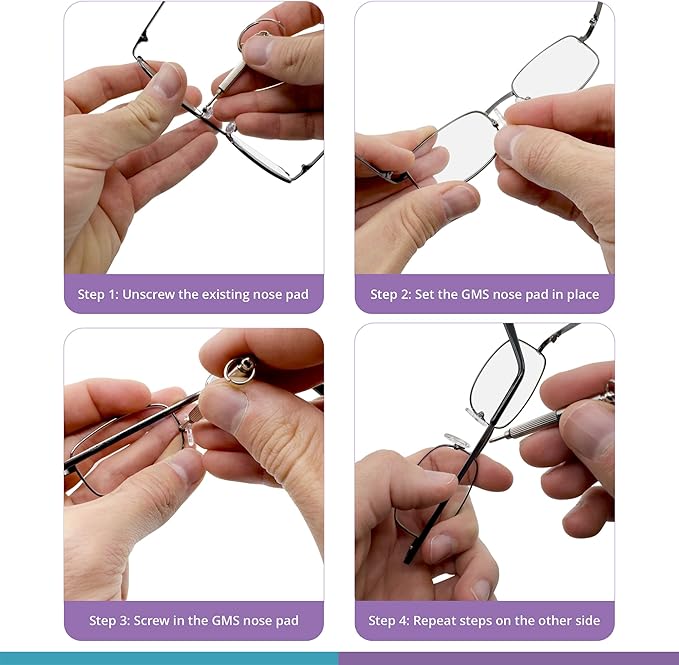 GMS Optical Comfort Line - Air Bag Screw-in Soft Silicone Nose Pads for Glasses, Sunglasses, Glasses Repair Kit with Screws, Keep Glasses from Sliding (7mm/14mm(10 Pair))