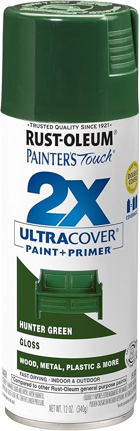 Rust-Oleum 249111 Painter's Touch 2X Ultra Cover Spray Paint, 12 oz, Gloss Hunter Green
