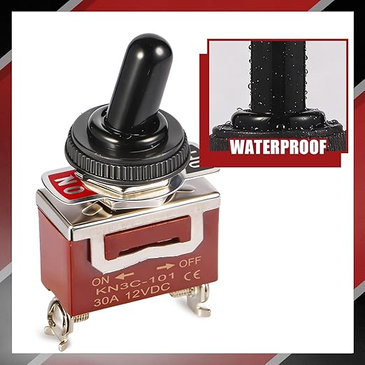 Waterproof Toggle Switch, Durable 12V 30A SPST 2Pin ON/Off Heavy Duty Waterproof Boot Cap Switch, Suitable for Automotive Boat Truck – Pack of 4
