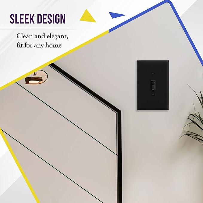ENERLITES Toggle Light Switch Wall Plate, Jumbo Switch Cover, Gloss Finish, Oversized 1-Gang 5.5" x 3.5", Unbreakable Polycarbonate Thermoplastic, 8811O-BK-5PCS, Black, 5 Pack