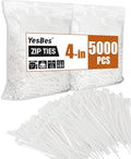 5000 PCS Zip Ties 4 Inch, Small Cable Ties with 18lbs Tensile Strength, White Zip Ties for Indoor and Outdoor Use, UV Resistant Wire Ties