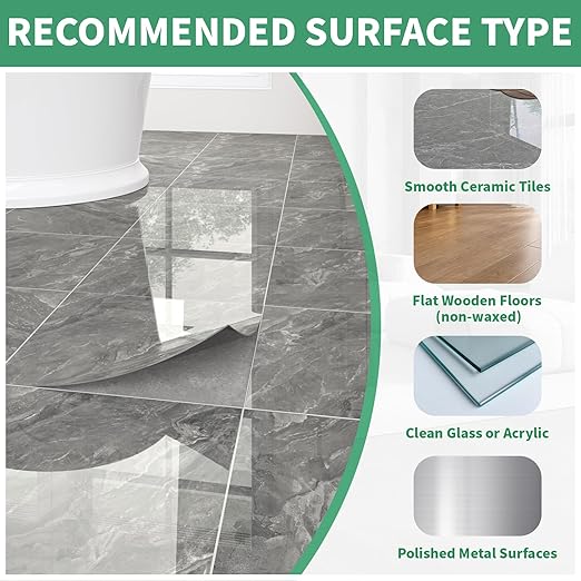 40-Pack 40 Sq.Ft Peel and Stick Floor Tiles Vinyl Glossy Pattern Flooring, 12” x 12” Self Adhesive Vinyl Flooring DIY for Kitchen, Bathroom, Laundry, Polish Dark Grey Marble